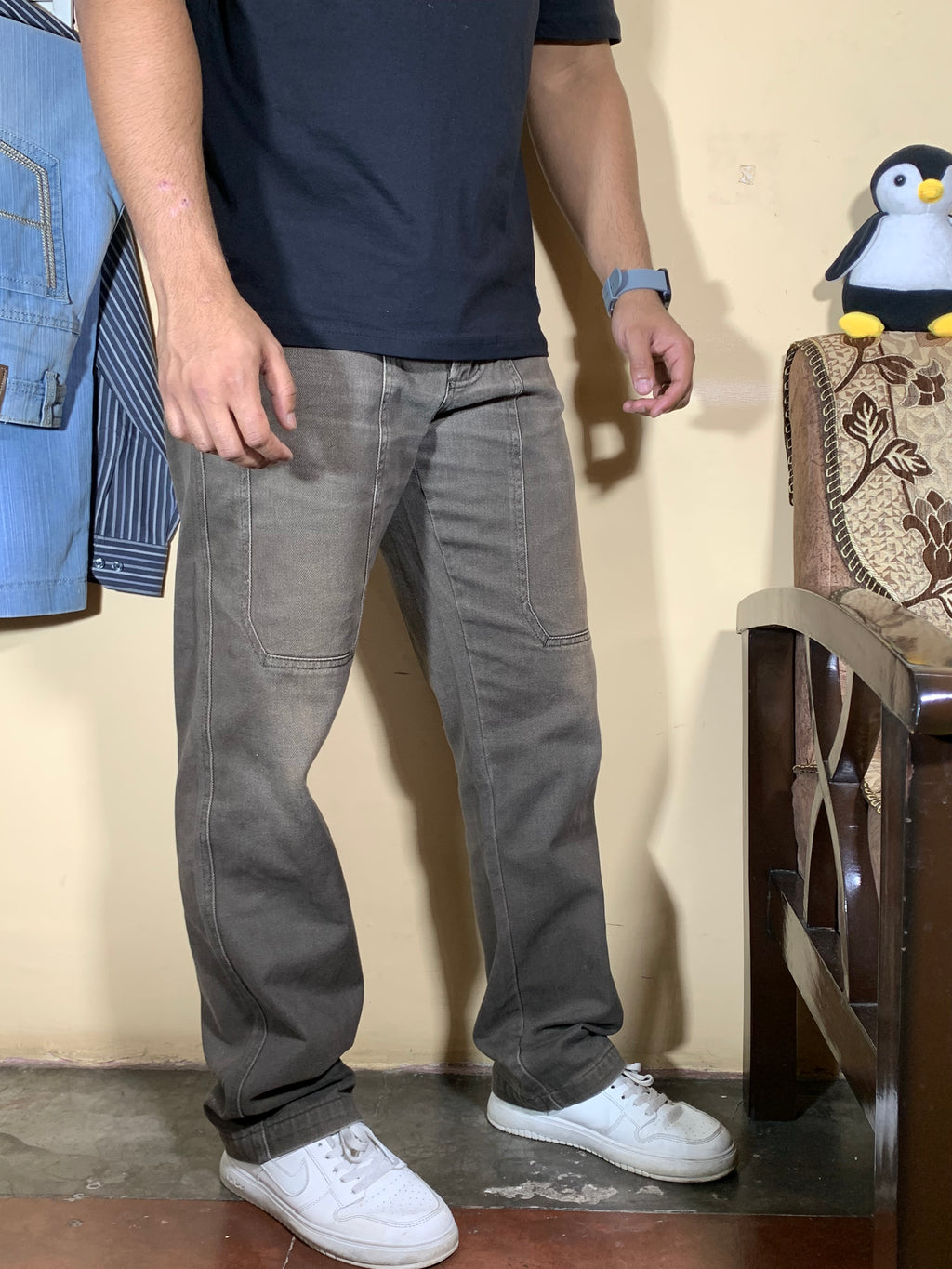 👖 Yellostyl Washed Grey Utility Jeans