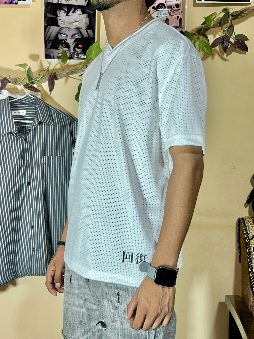 🧢 H&M White Mesh T-Shirt