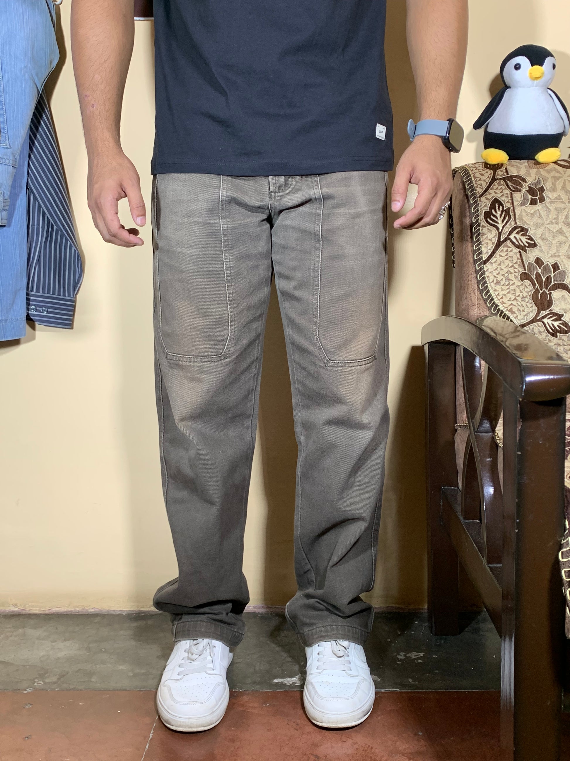 👖 Yellostyl Washed Grey Utility Jeans